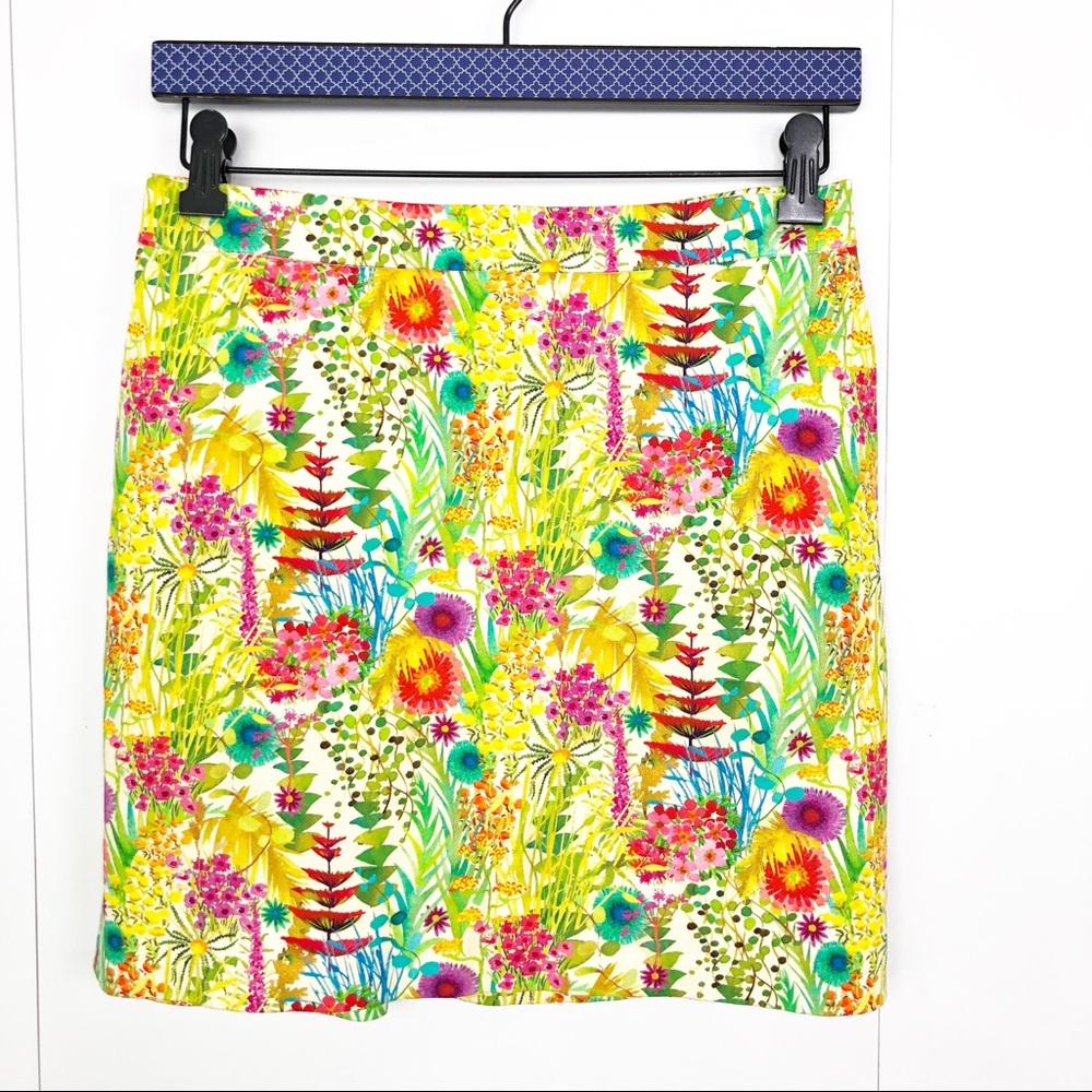 J . CREW Pencil Skirt Liberty Art Fabrics Yellow Floral Skirt Size 2